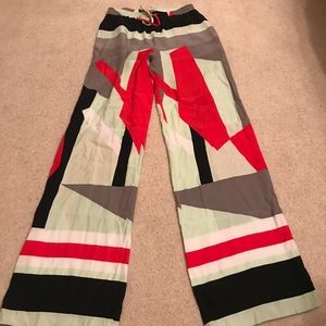 Parker silk retro block flared pants